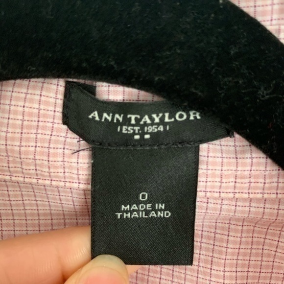 Ann Taylor Button Down Long Sleeve Pink/Red Top 0 - Picture 6 of 12